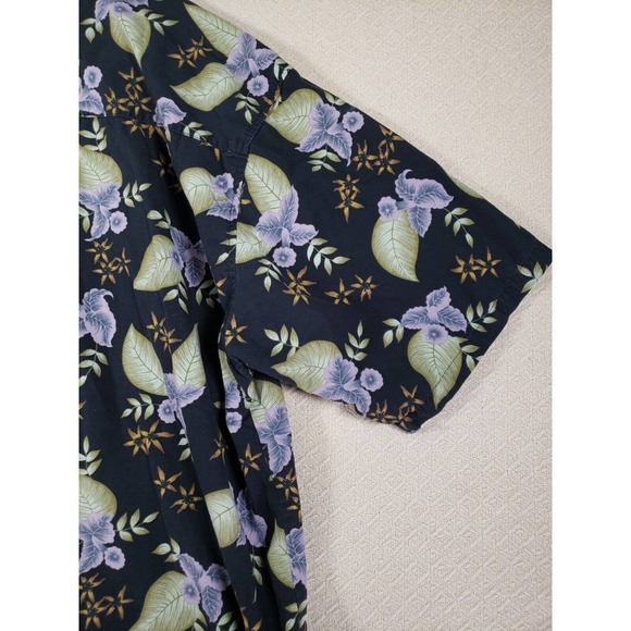 Op Sport Shirt Mens XL Multicolor Floral Wooden Button Up Collared Hawaiian - Picture 9 of 9